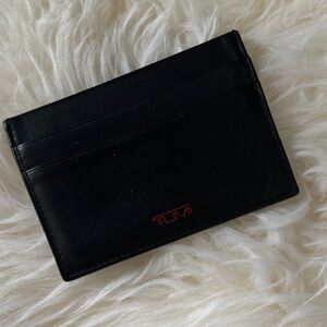 TUMI Black Card Holder with Red Logo